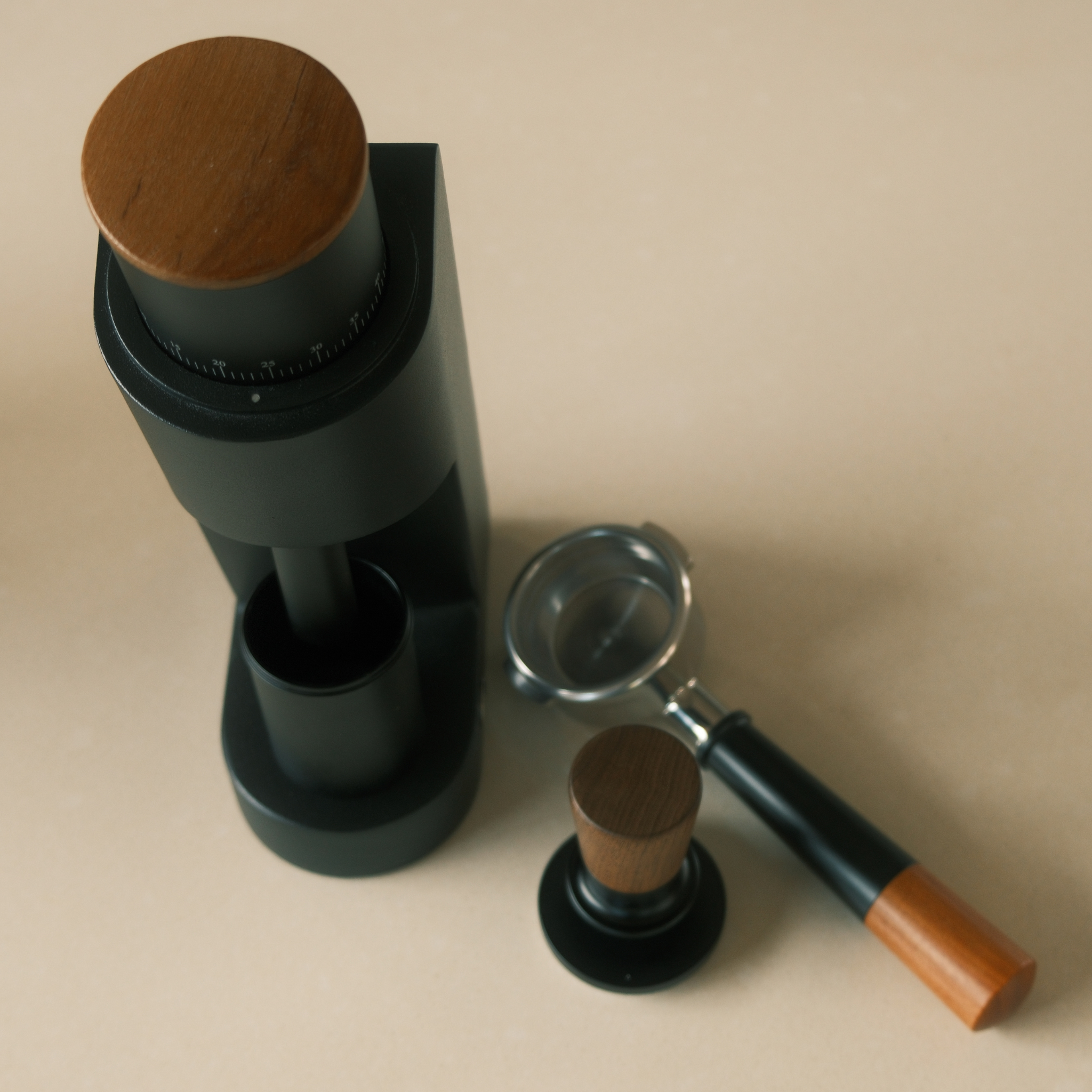 54mm Dual-Spring Self-Levelling Coffee Tamper — Black Walnut