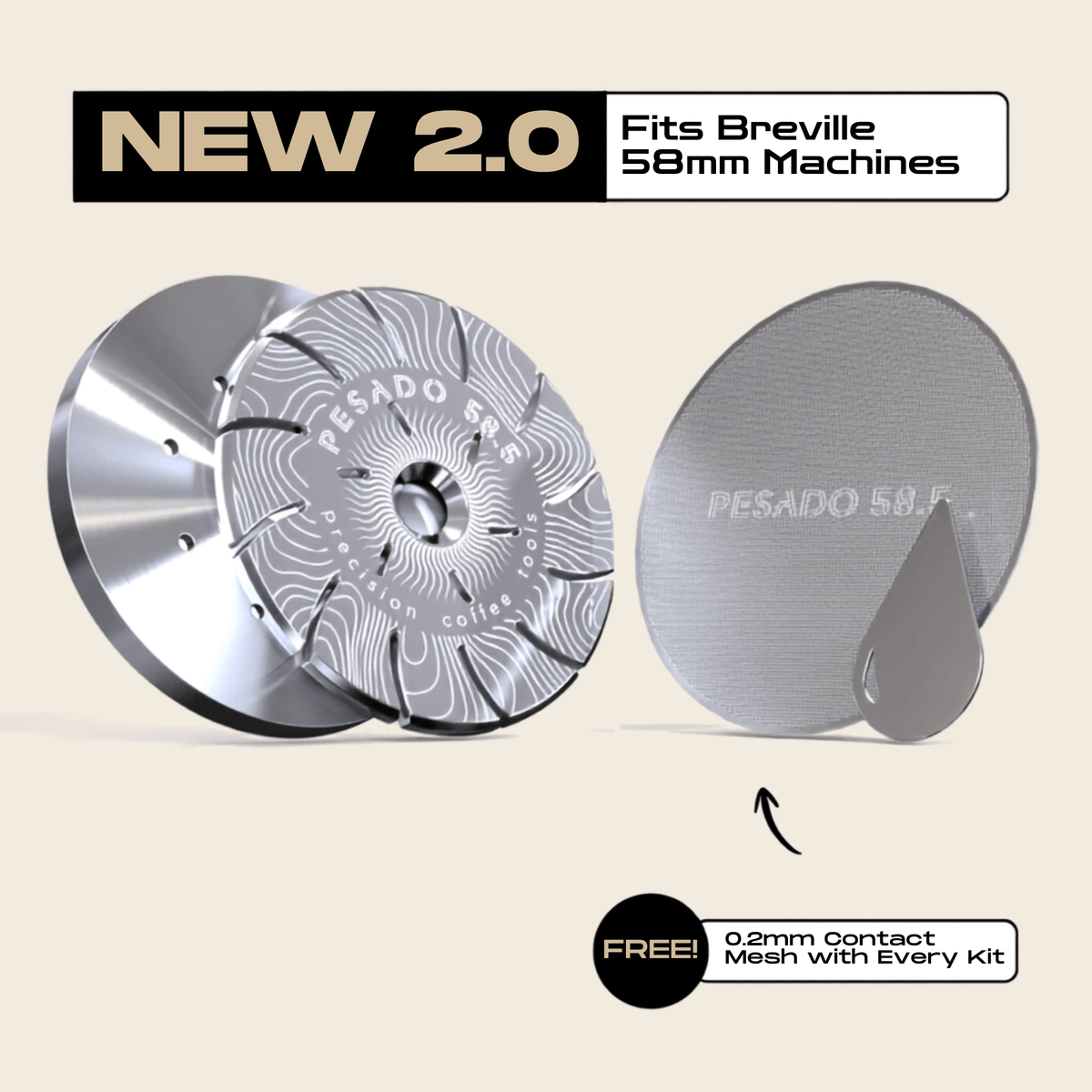 Pesado V2 HD High Diffusion Shower Screen - Breville 58mm | Dual Boiler & Oracle