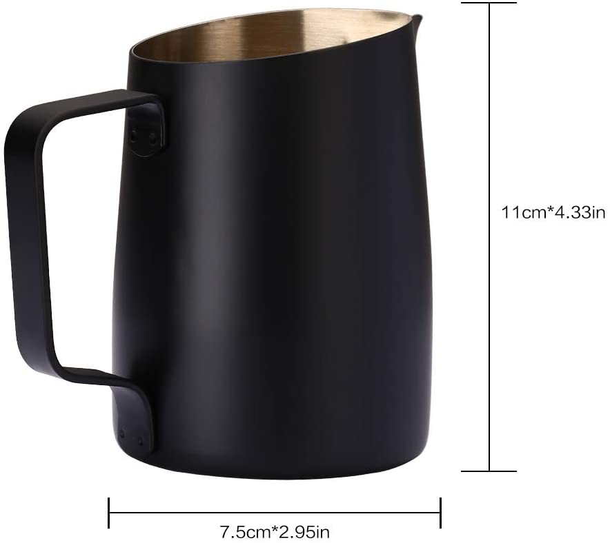 Espresso Milk Frothing Jug - 420ml - Black